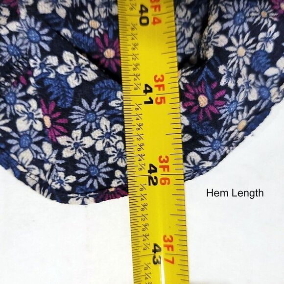 Max Studio Floral Ruffle Purple Blue Midi Dress Size L - Picture 7 of 8